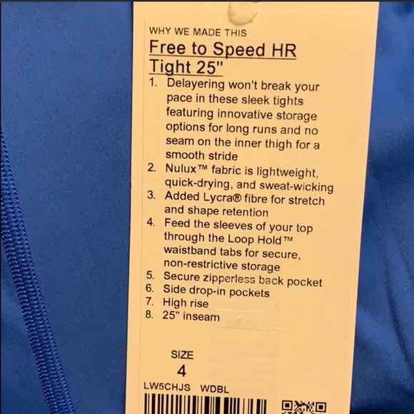 Lululemon Free to Speed HR tight 25” size 4 NWT! - Picture 5 of 7